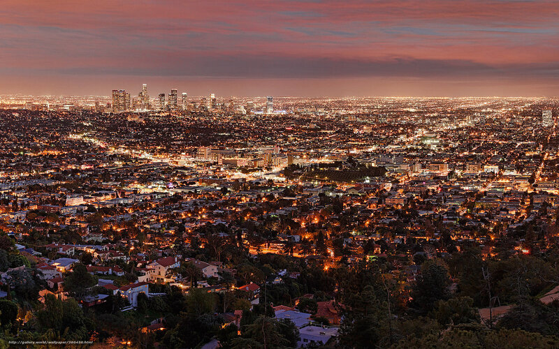 Los Angeles Skyline at Dusk — Orange, Dramatic