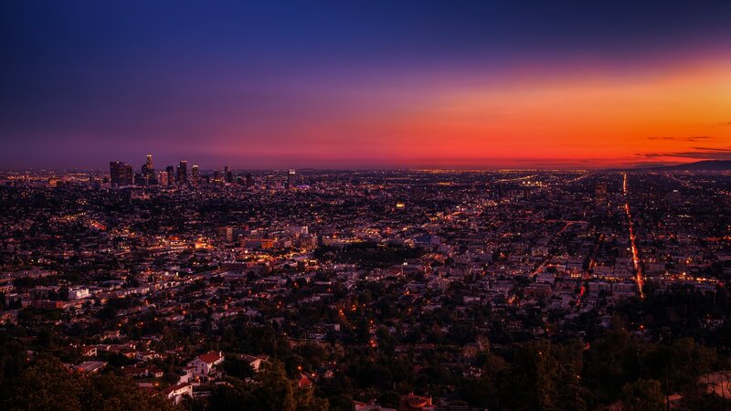 Los Angeles Skyline at Dusk — Purple