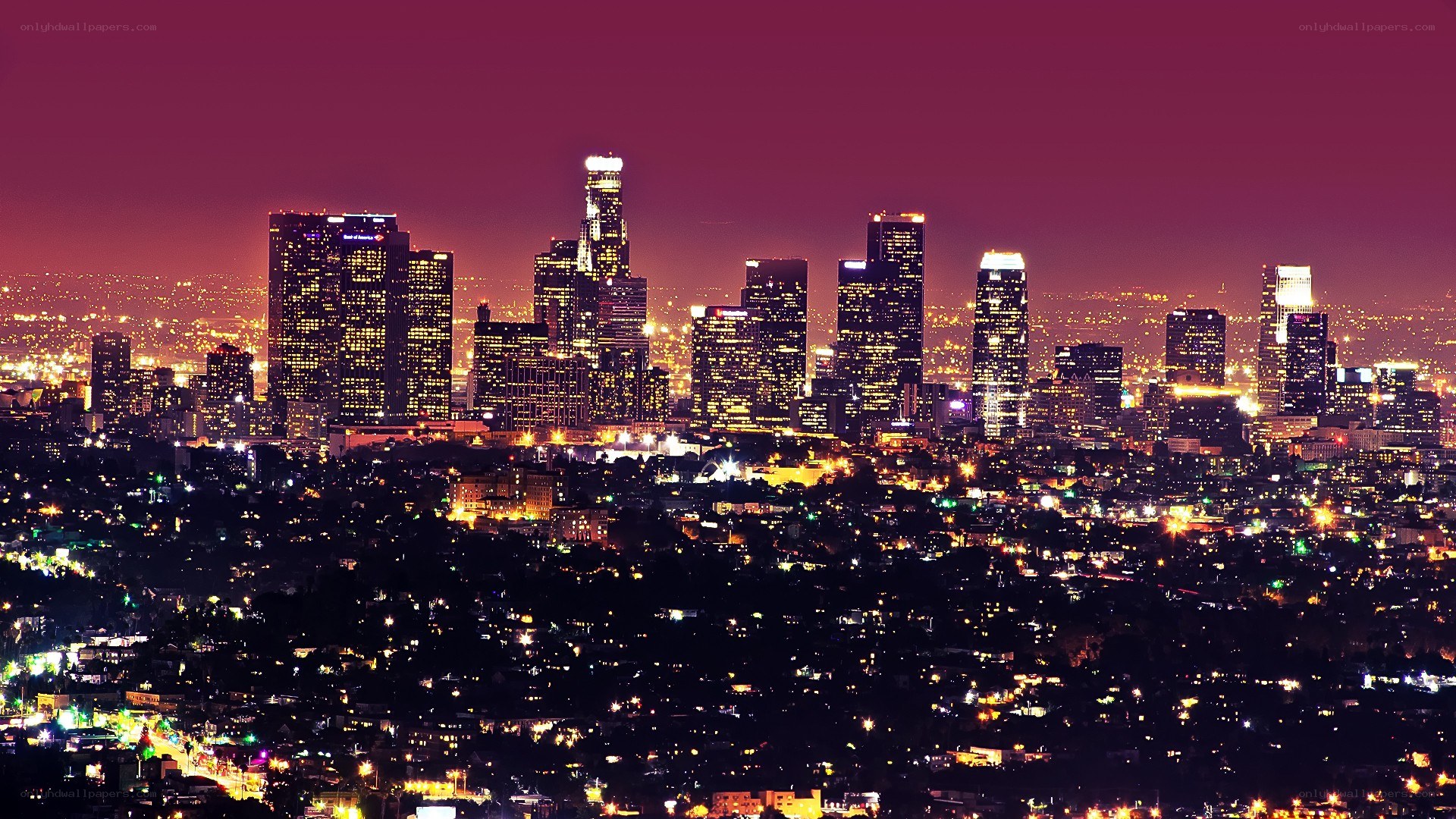 Los Angeles skyline at night