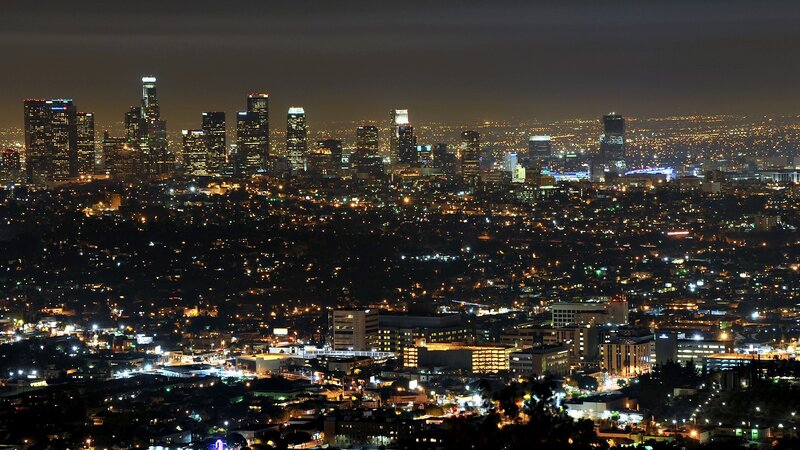 Los Angeles Skyline at Night — Black, Dark