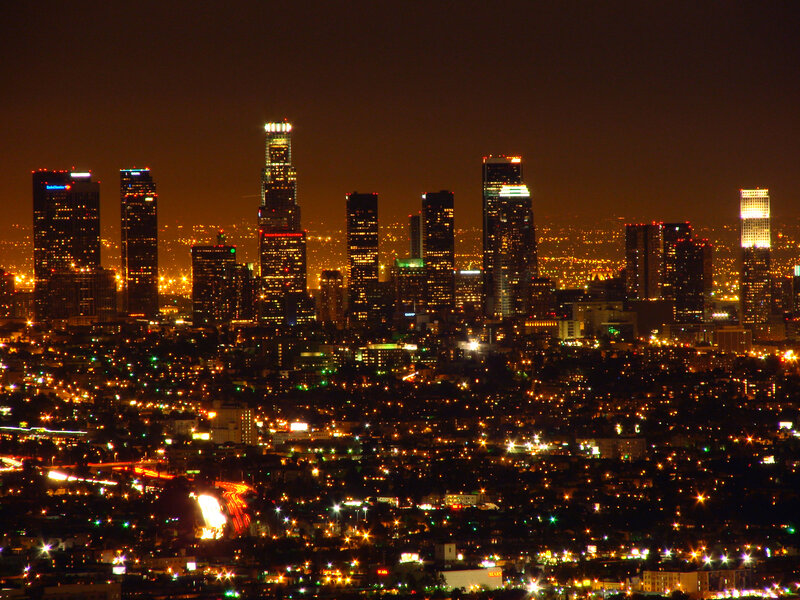Los Angeles Skyline at Night — Black, Urban