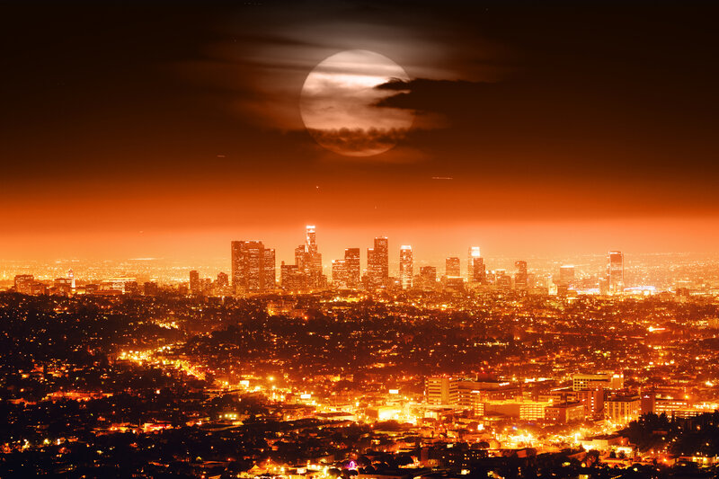 Los Angeles Skyline at Night — Orange