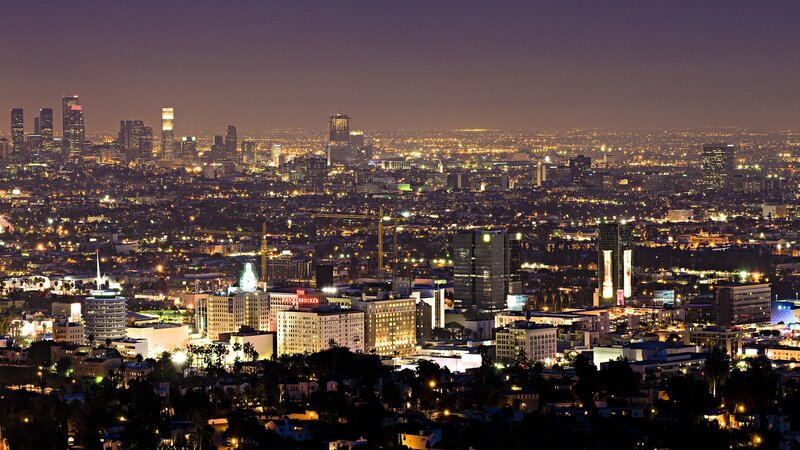 Los Angeles Skyline at Night — Purple