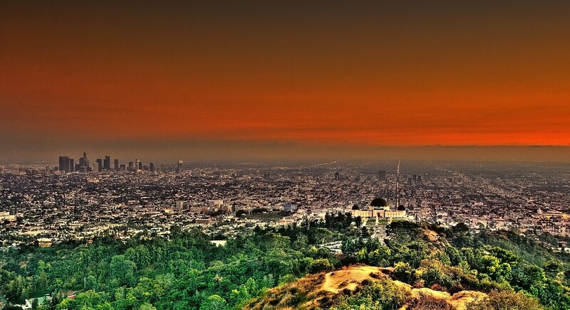Los Angeles skyline at sunset