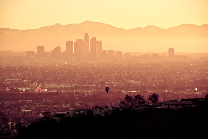 Los Angeles skyline at sunset