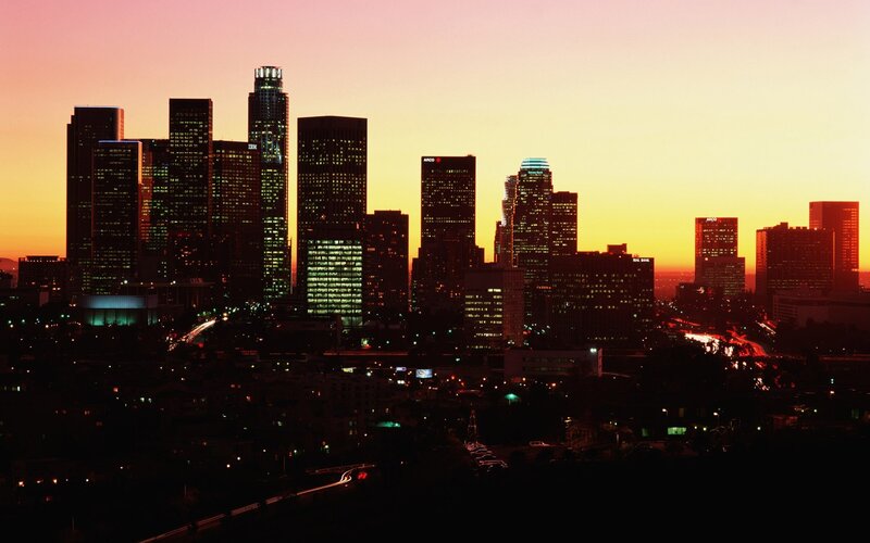 Los Angeles skyline at sunset