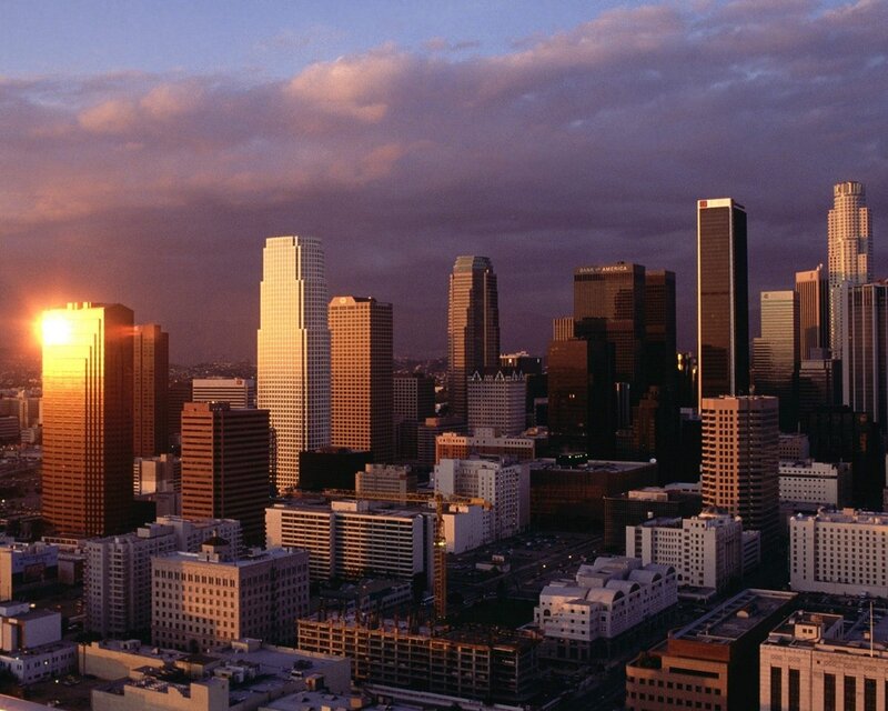 Los Angeles skyline at sunset