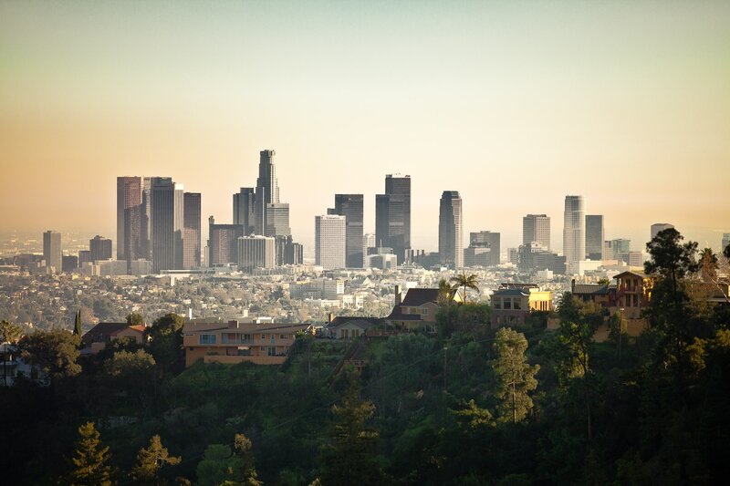 Los Angeles skyline at sunset