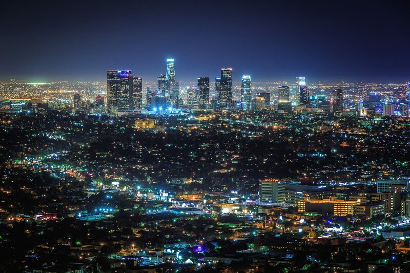 Los Angeles Skyline — Black, Dramatic, Night