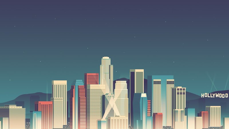 Los Angeles Skyline — Blue, Calm, Night