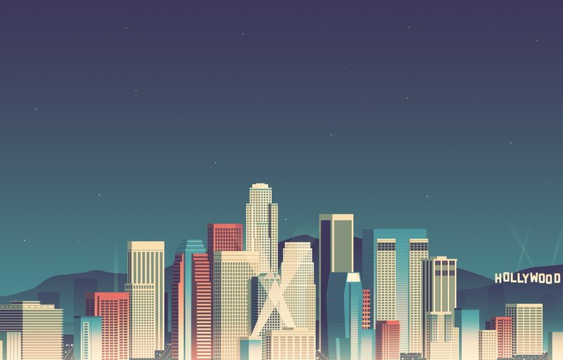 Los Angeles Skyline — Blue, Calm