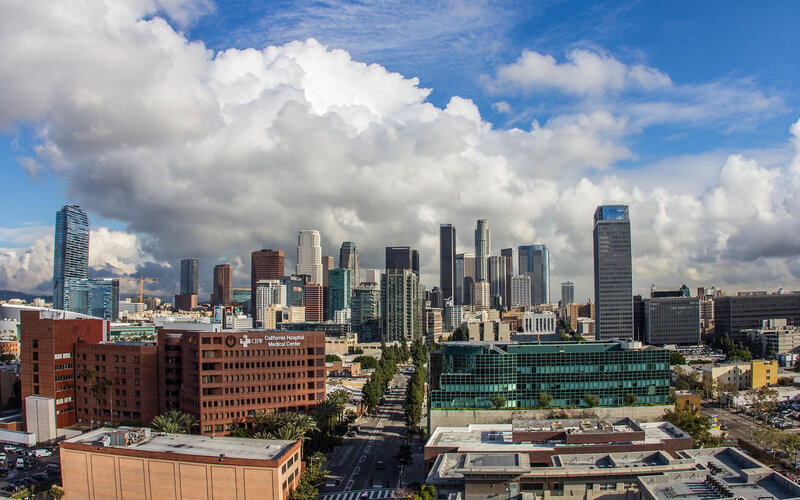Los Angeles Skyline — Blue, Dramatic, Afternoon