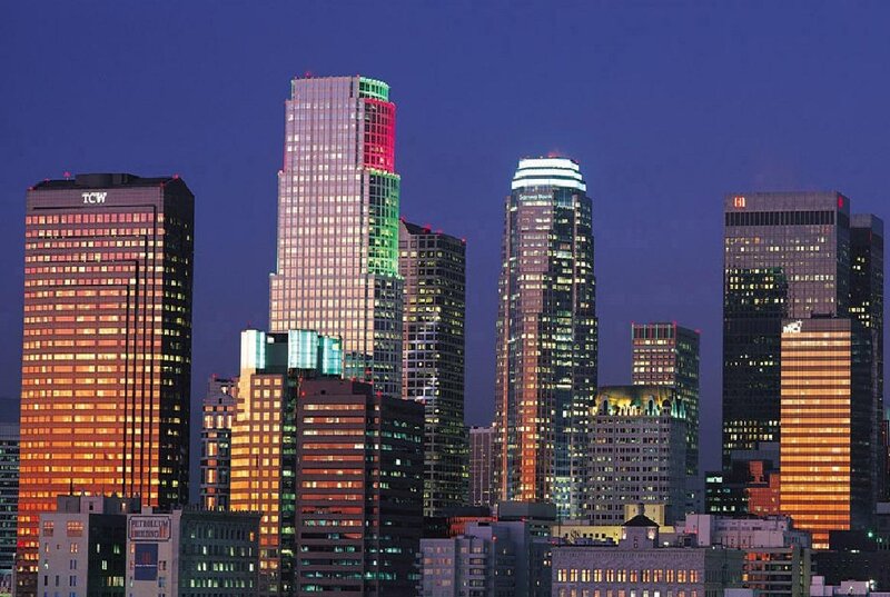 Los Angeles Skyline — Blue, Dramatic, Night, Photograph
