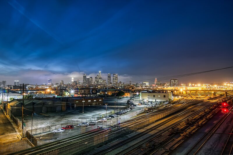 Los Angeles Skyline — Blue, Dramatic, Night