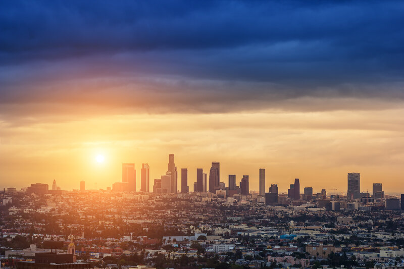 Los Angeles Skyline — Blue, Dramatic, Sunset
