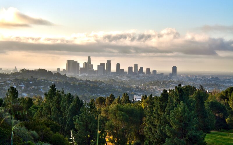 Los Angeles Skyline — Green, Serene, Morning