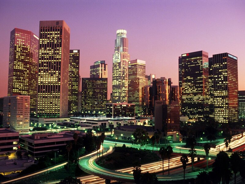 Los Angeles Skyline — Purple, Dramatic, Night, Photograph