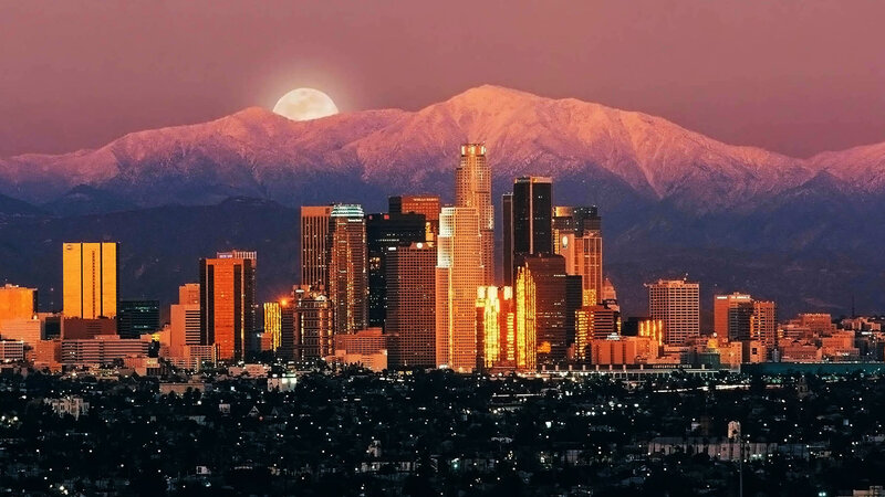 Los Angeles Skyline — Purple, Dramatic, Night