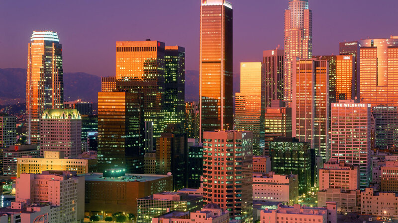 Los Angeles Skyline — Purple, Dramatic, Sunset