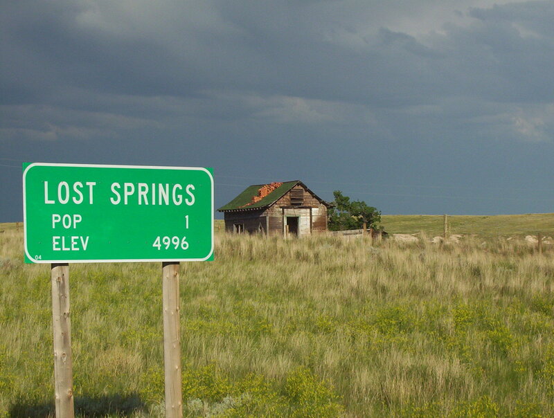 Lost Springs roadside sign