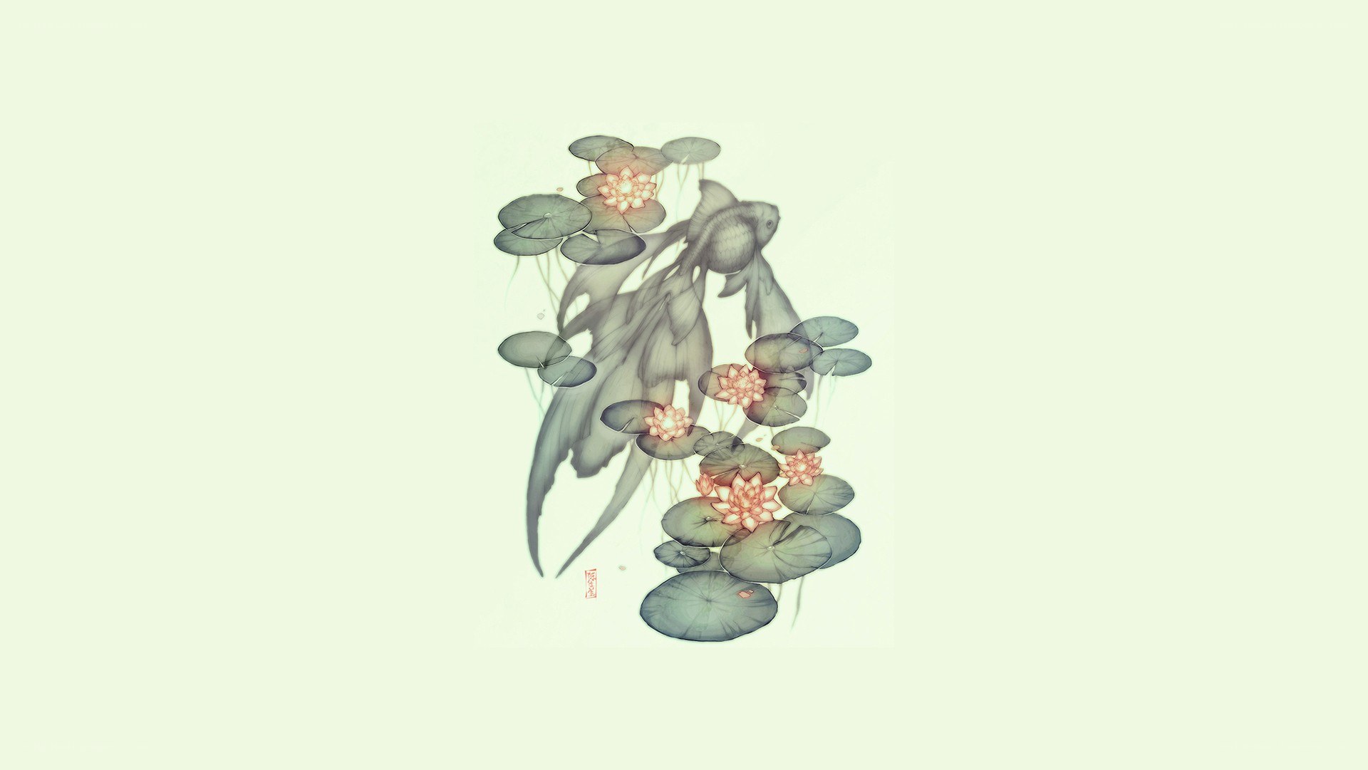 Lotus and fish painting