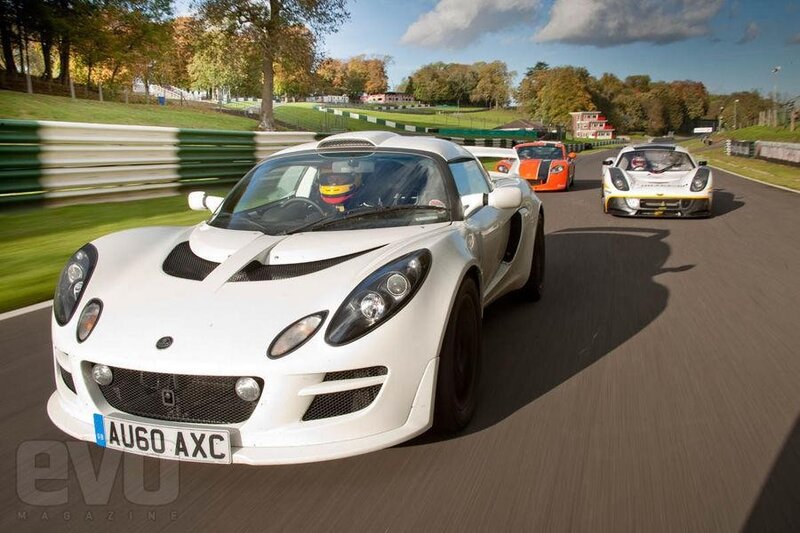 Lotus cars on a racetrack