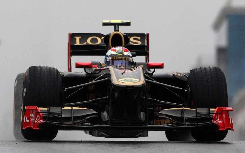 Lotus F1 race car on track