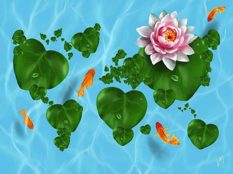 Lotus Flower and Goldfish