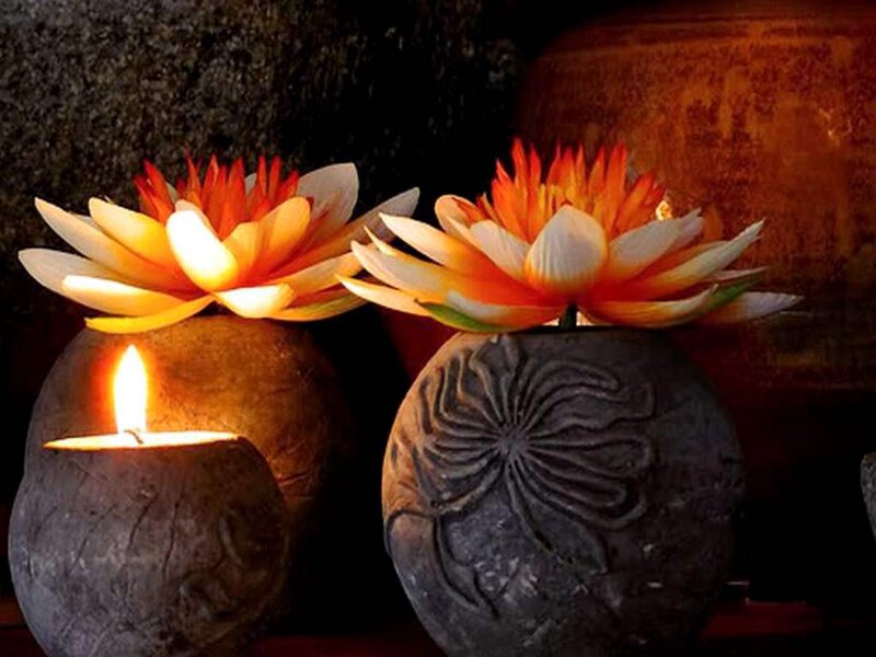 Lotus Flower Candles — Orange