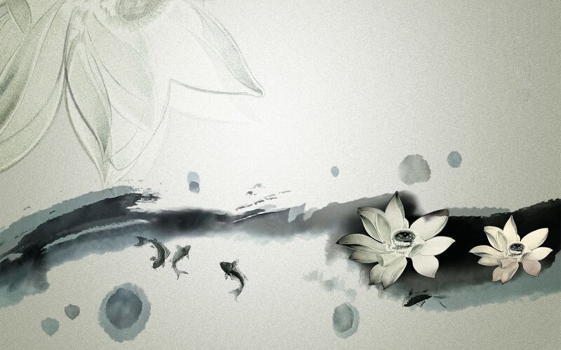 Lotus Flowers and Fish