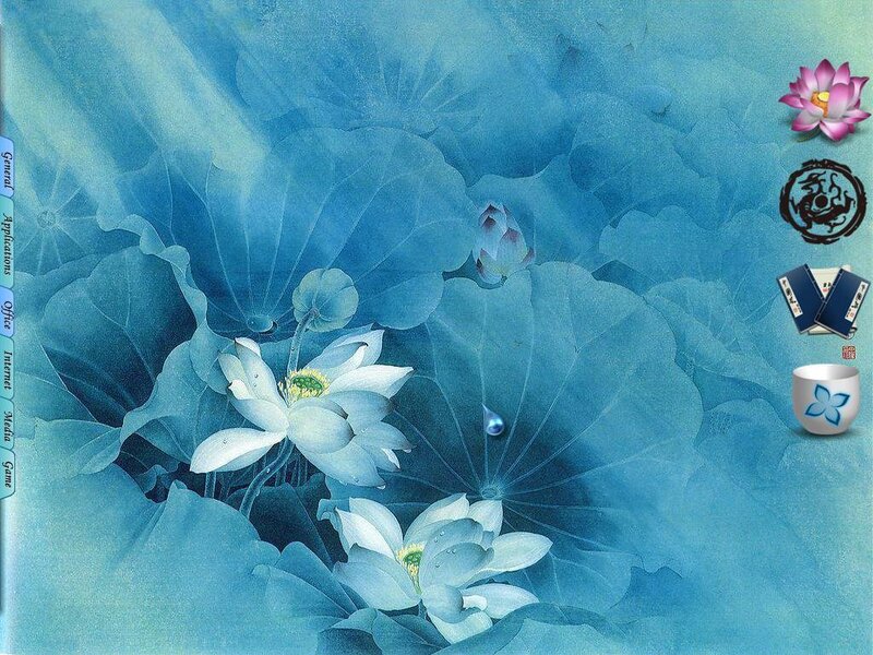 Lotus Flowers and Leaves — Blue