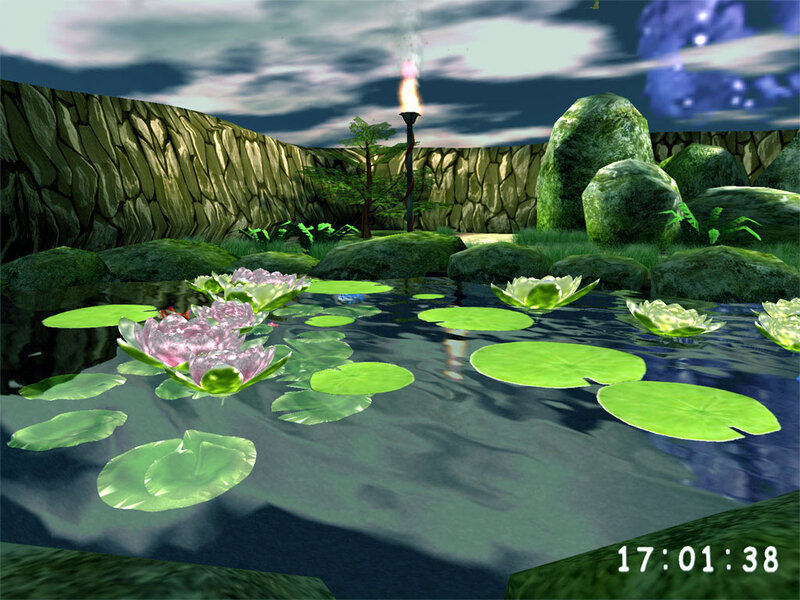 Lotus Flowers in Pond — Green, Serene, Night