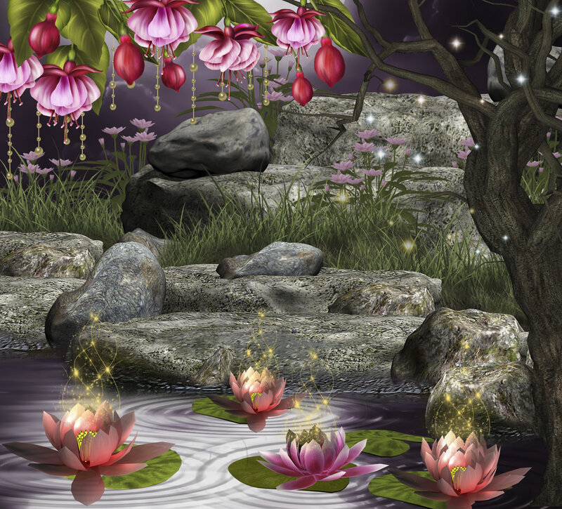 Lotus Flowers in Pond — Pink, Serene