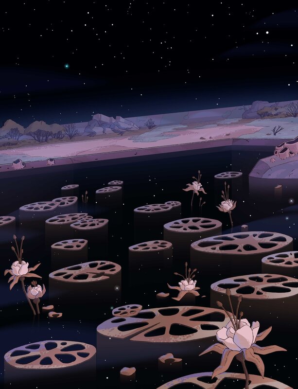 Lotus Flowers in Pond — Purple