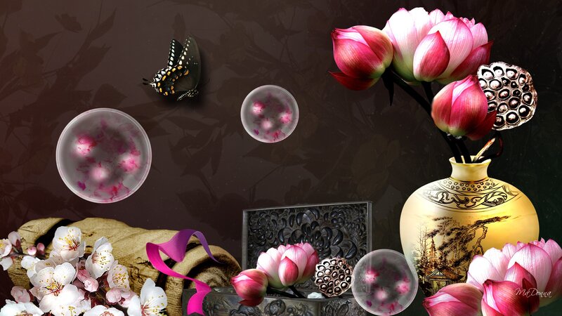 Lotus Flowers in Vase