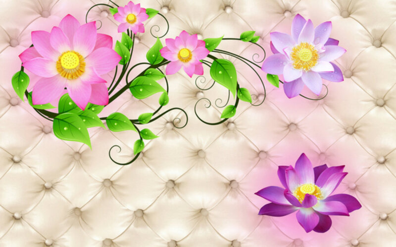 Lotus Flowers on Fabric