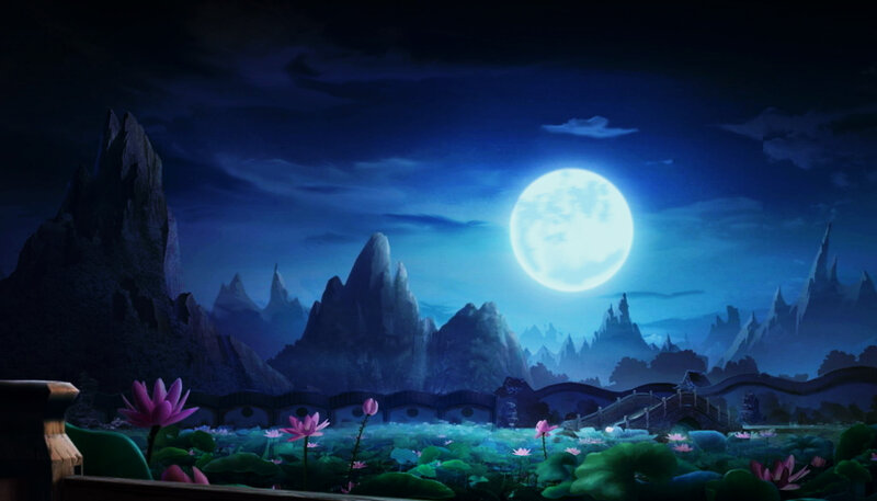 Lotus Pond under Moon