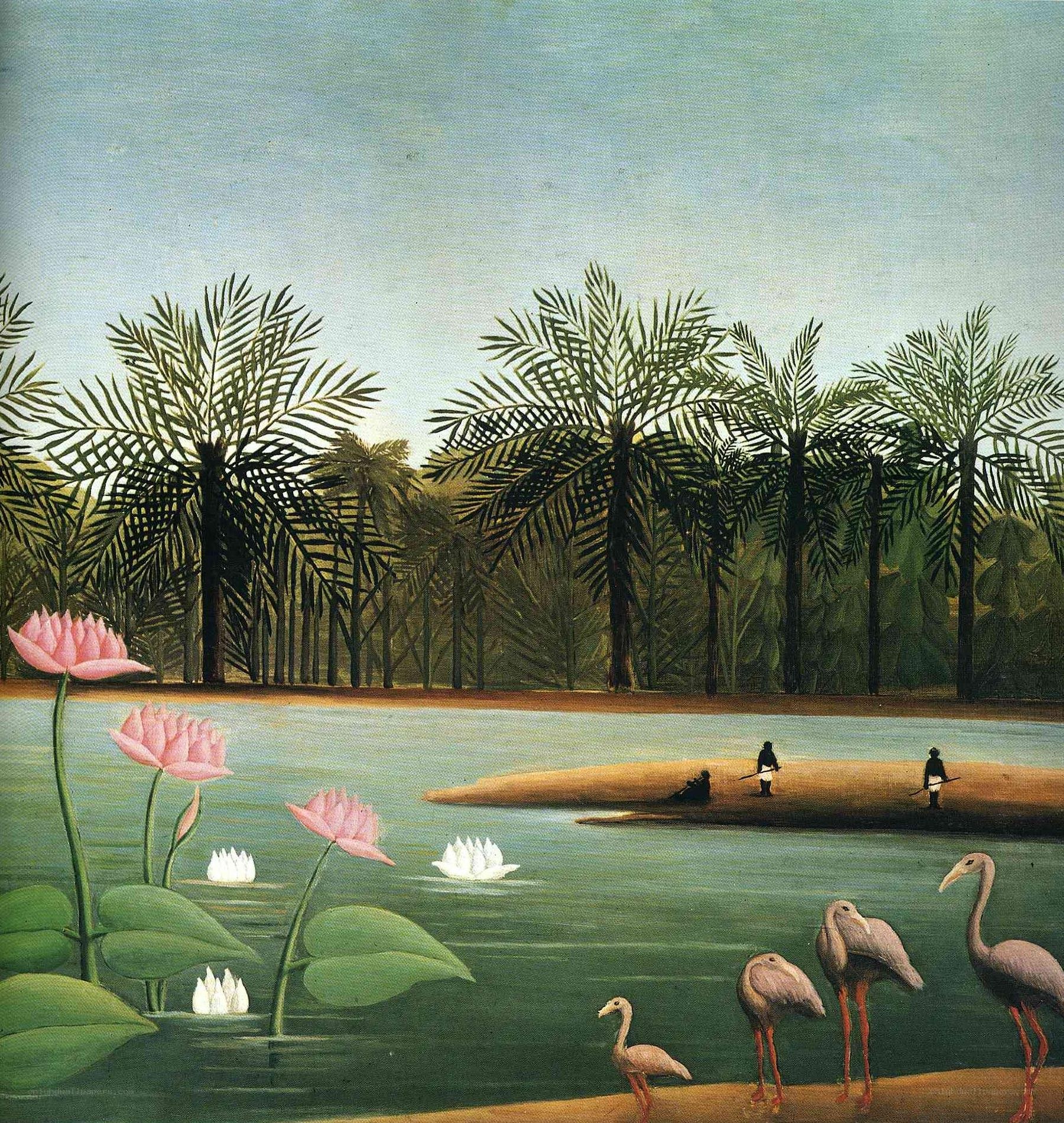 Lotus pond with birds