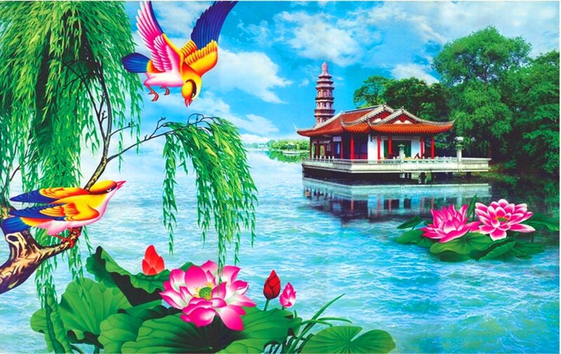 Lotus Pond with Pagoda