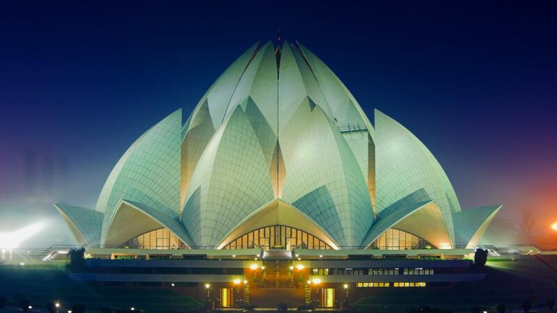 Lotus Temple at Night — Blue, Serene
