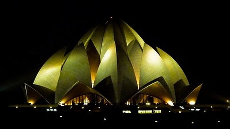 Lotus Temple at Night — Gold
