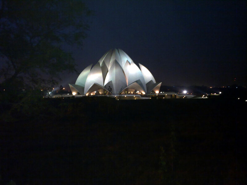 Lotus Temple at Night — White