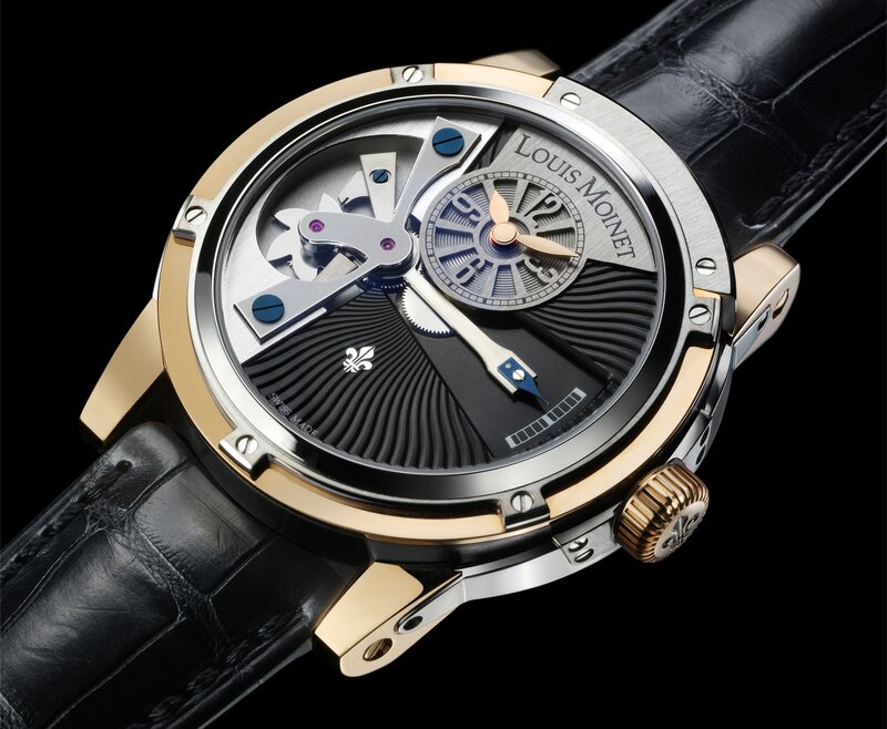 Louis Moinet watch with exposed mechanism