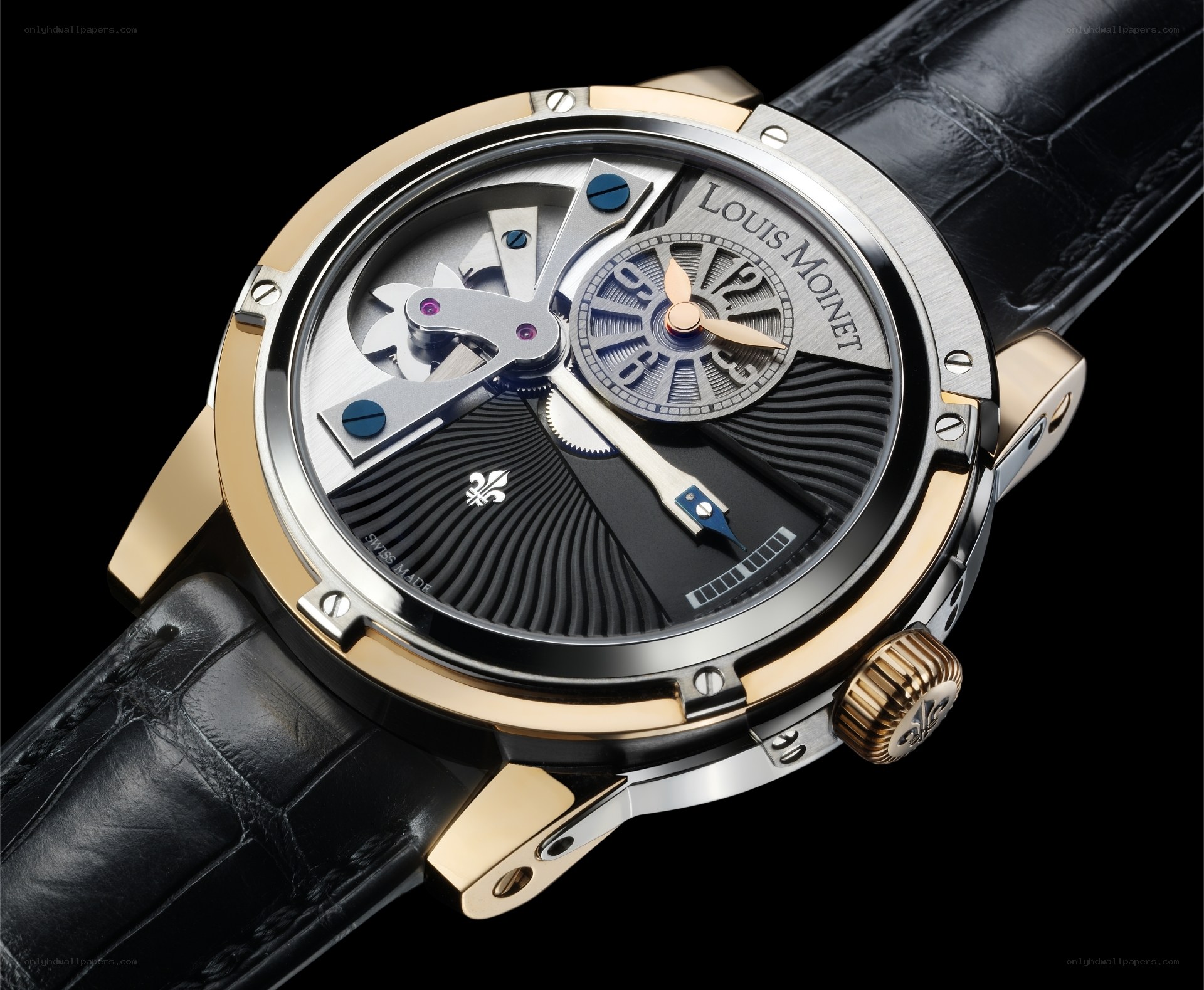 Louis Moinet watch with exposed mechanism