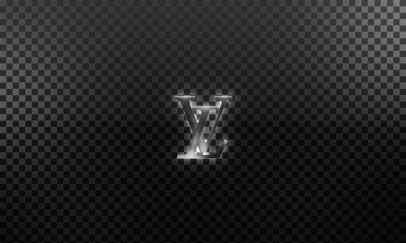 Louis Vuitton logo on checkered background