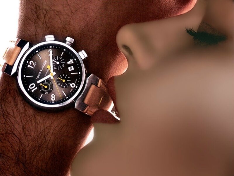Louis Vuitton watch on wrist