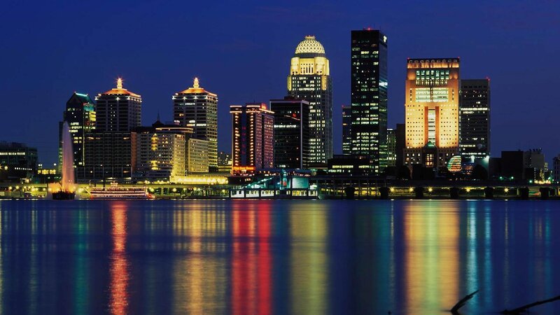Louisville skyline at night