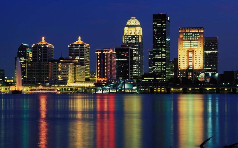 Louisville skyline at night