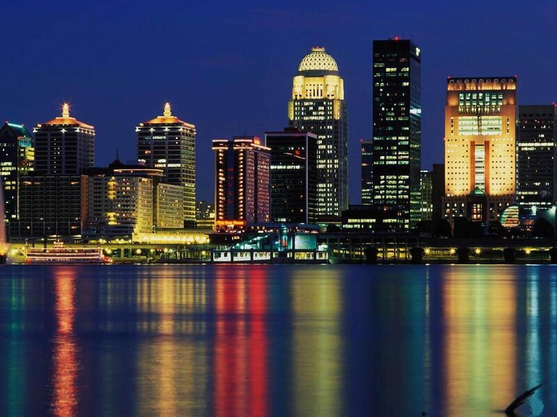 Louisville Skyline at Night — Blue