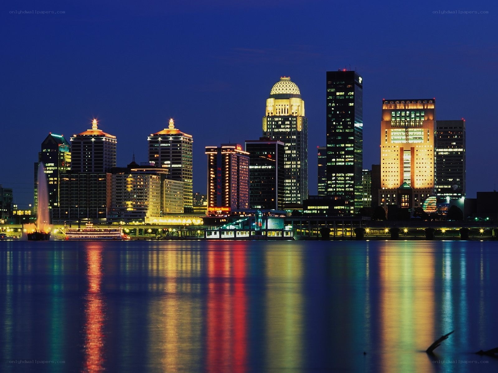 Louisville skyline at night